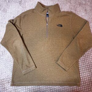 Men's The North Face Textured Cap Rock ¼ Zip Pullover Sweatshirt Jacket L Gold
